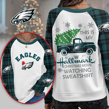 Premium NFL PHI Cozy Round Neck Raglan Sleeve Sweatshirt V1 NMD NHM