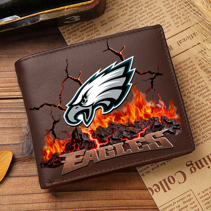 Premium NFL PHI Cracked Fire Leather Wallet V1 NMD TTV