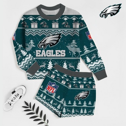 Premium NFL PHI Holiday Sweatshirt & Shorts Set V1 NMD TTV