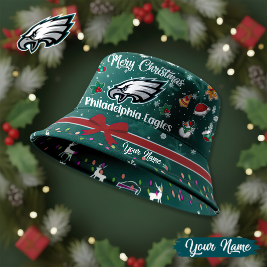 Premium NFL PHI Merry Christmas Bucket Hat V1 NMD TTV