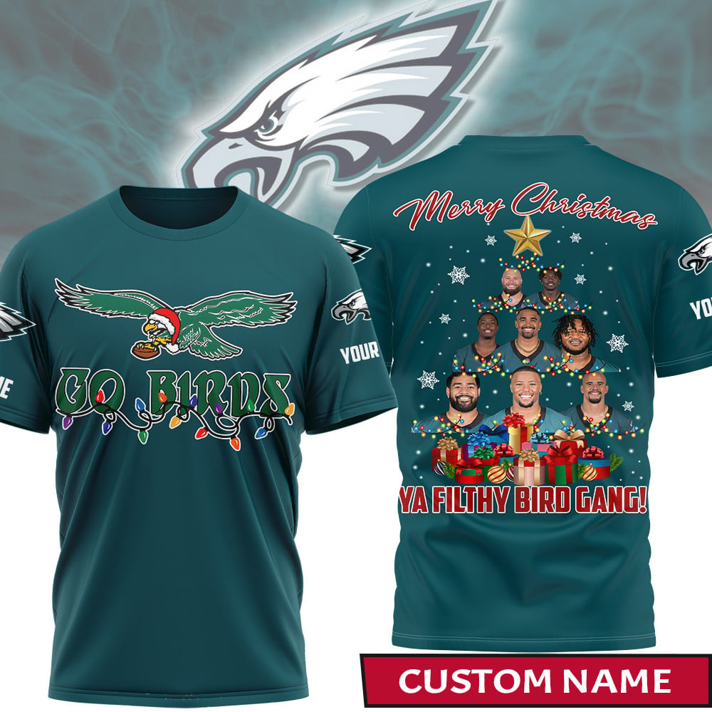 Premium NFL PHI Merry Christmas T-shirt V1 NMD TTV