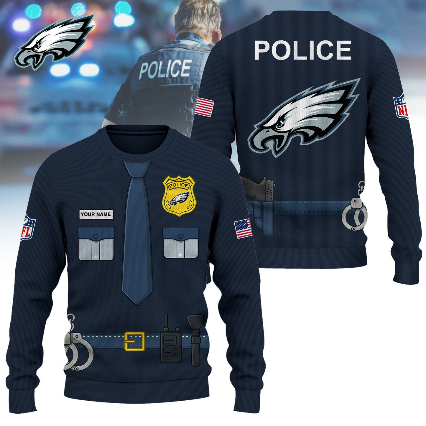Premium NFL PHI Police Office Costume Shirt V1 NMD TTV