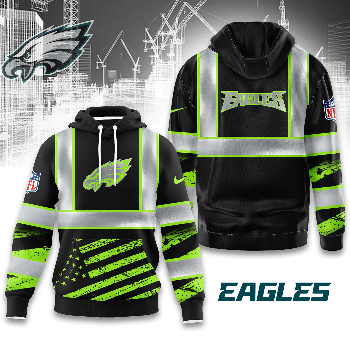 Premium NFL PHI Safety Hi-Vis Hoodie V1 NMD TTV