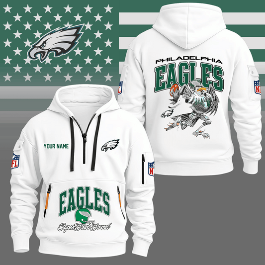Premium NFL PHI Super Bowl Hoodie Half Zipper V1 NMD TTV