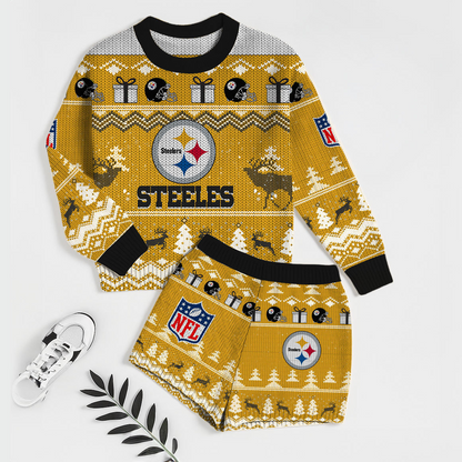 Premium NFL PIT Holiday Sweatshirt & Shorts Set V1 NMD TTV