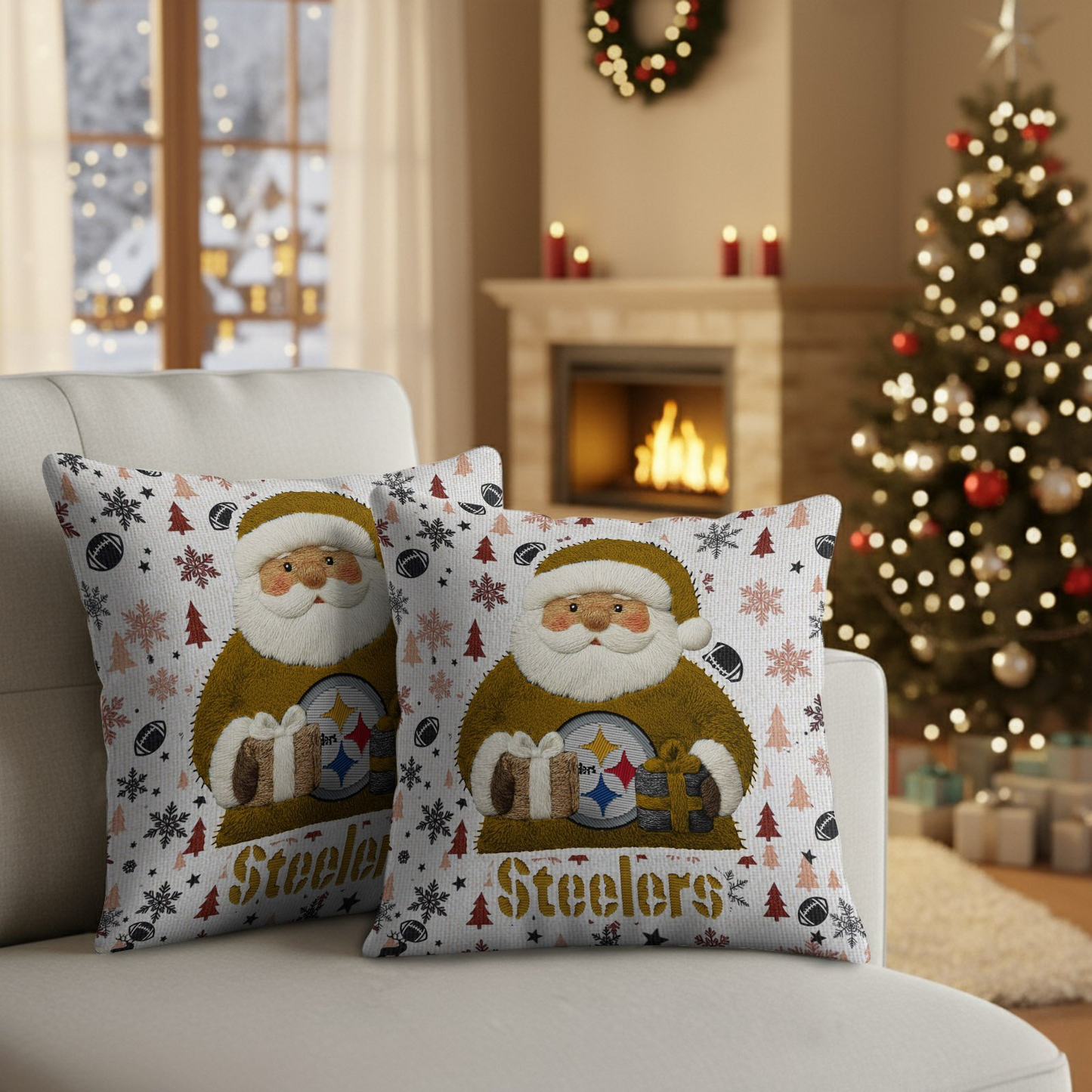 Premium NFL PIT Santa Christmas Pillow V1 NMD TTV