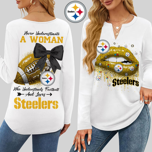 Premium NFL PIT X V-neck Long Sleeve Shirt NDT NHM