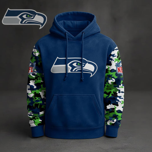 Premium NFL SEA Camo Arm Pullover Hoodie V1 NMD NHM