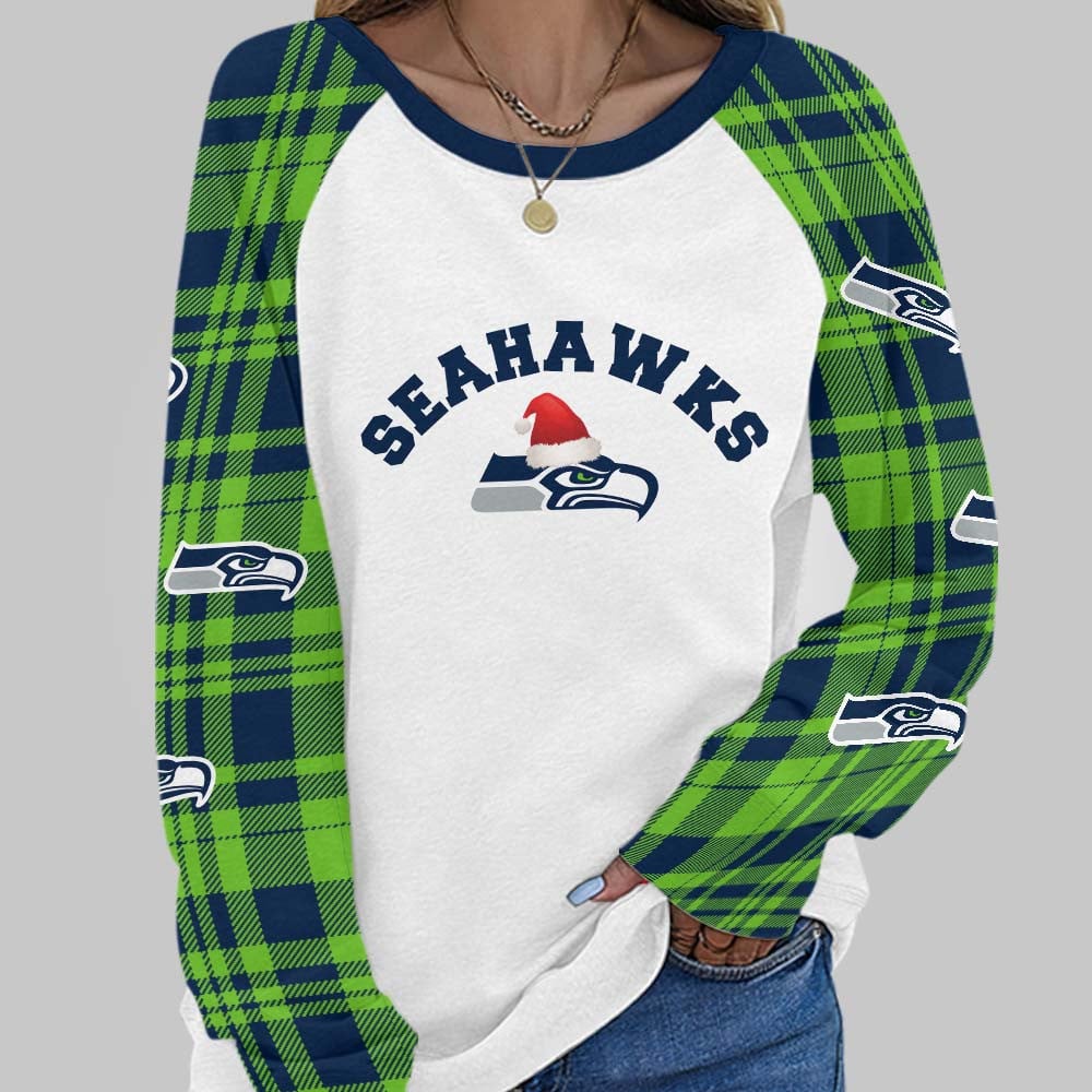 Premium NFL SEA Cozy Round Neck Raglan Sleeve Sweatshirt V1 NMD NHM