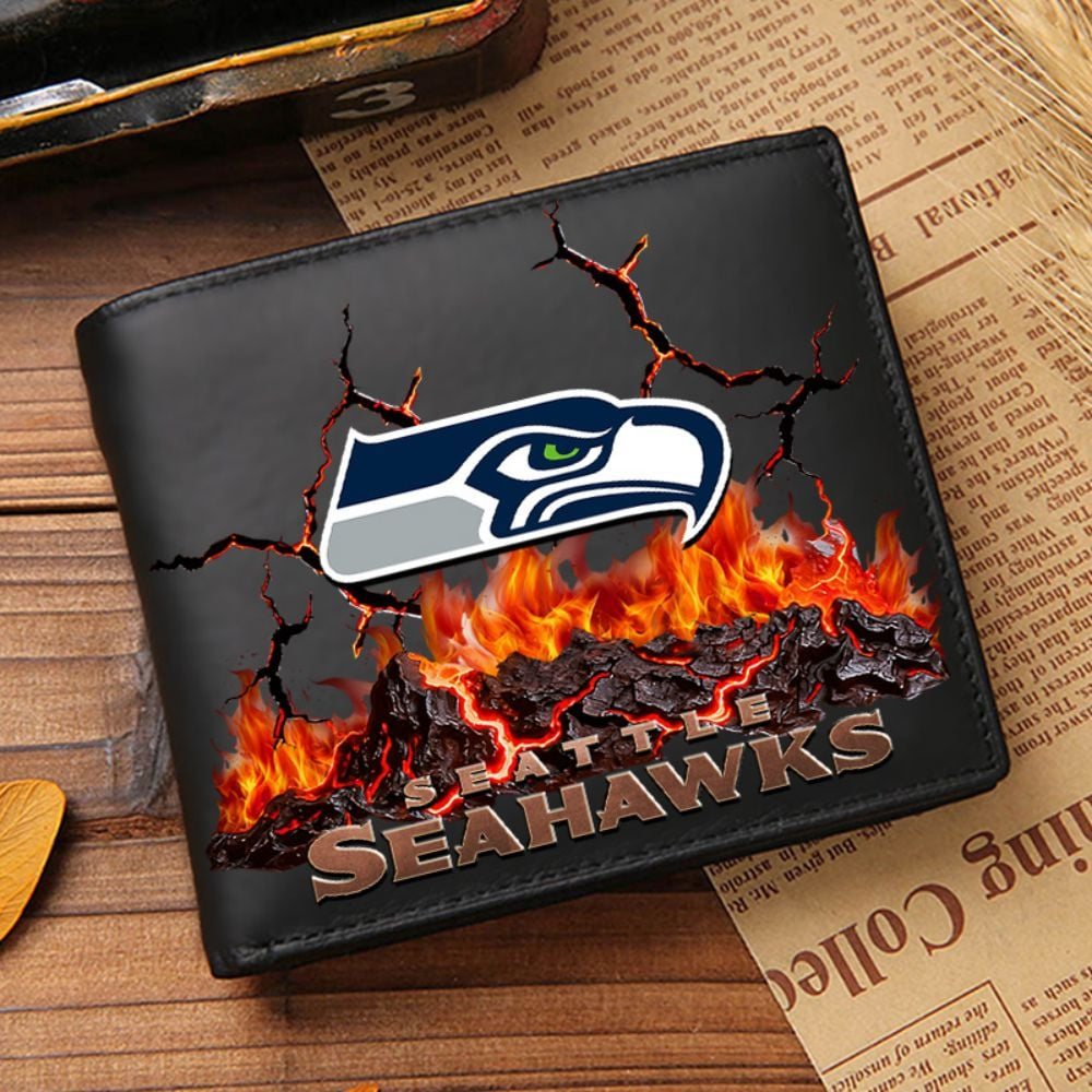 Premium NFL SEA Cracked Fire Leather Wallet V1 NMD TTV