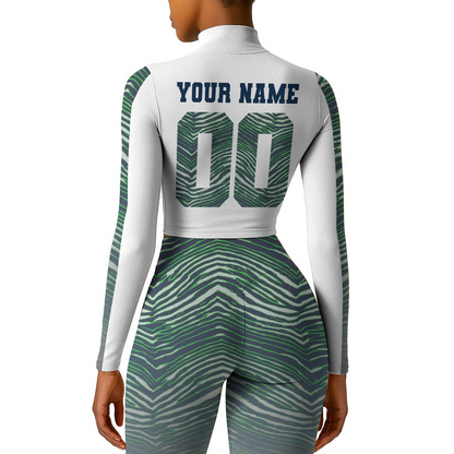 Premium NFL SEA Long-Sleeve Crop Top Sports Jacket and Leggings V1 NMD TTV