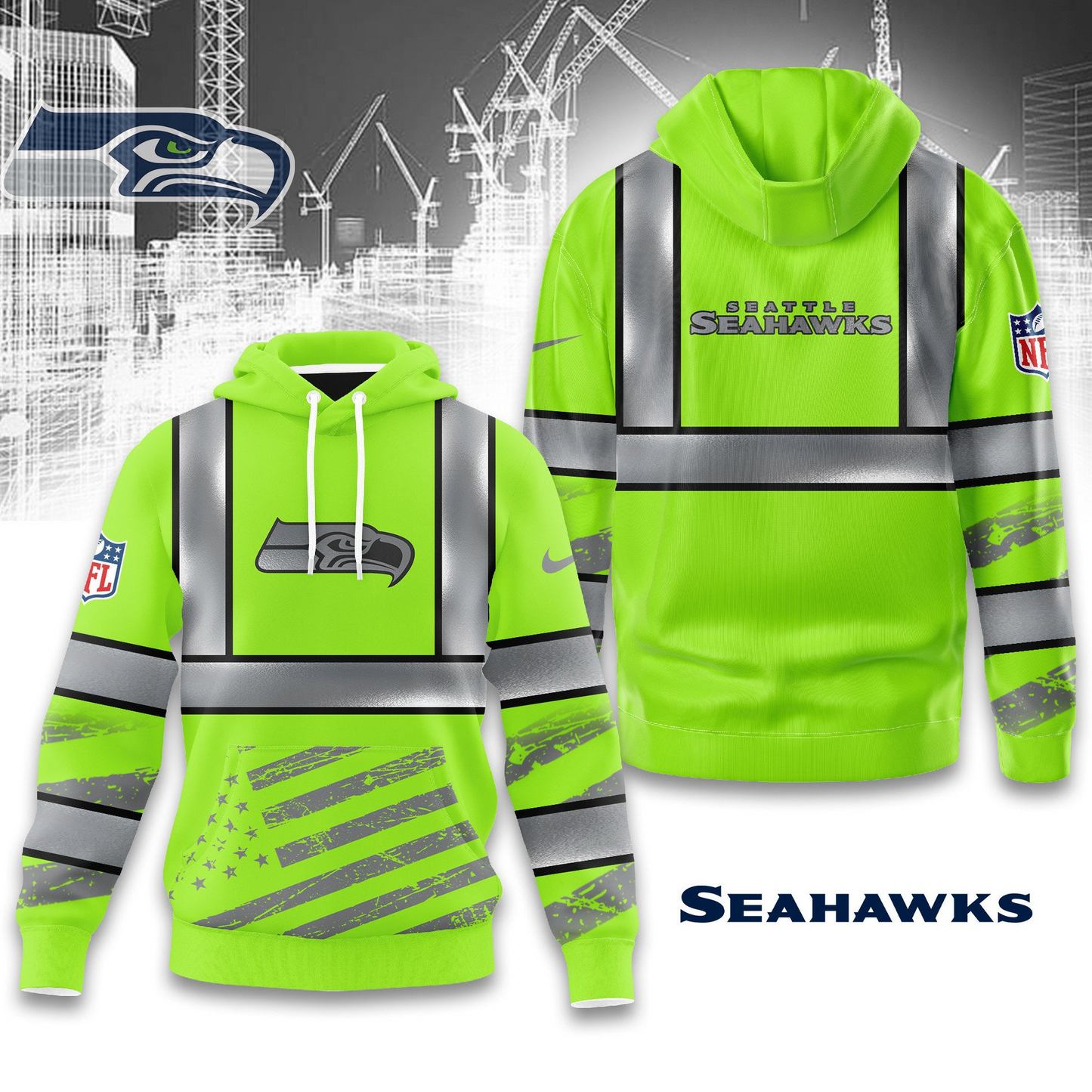 Premium NFL SEA Safety Hi-Vis Hoodie V1 NMD TTV