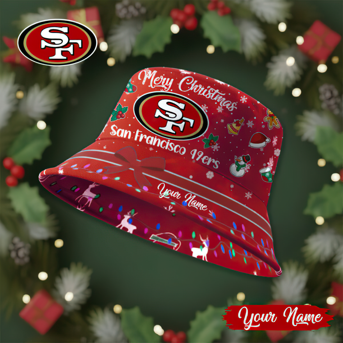 Premium NFL SF Merry Christmas Bucket Hat V1 NMD TTV