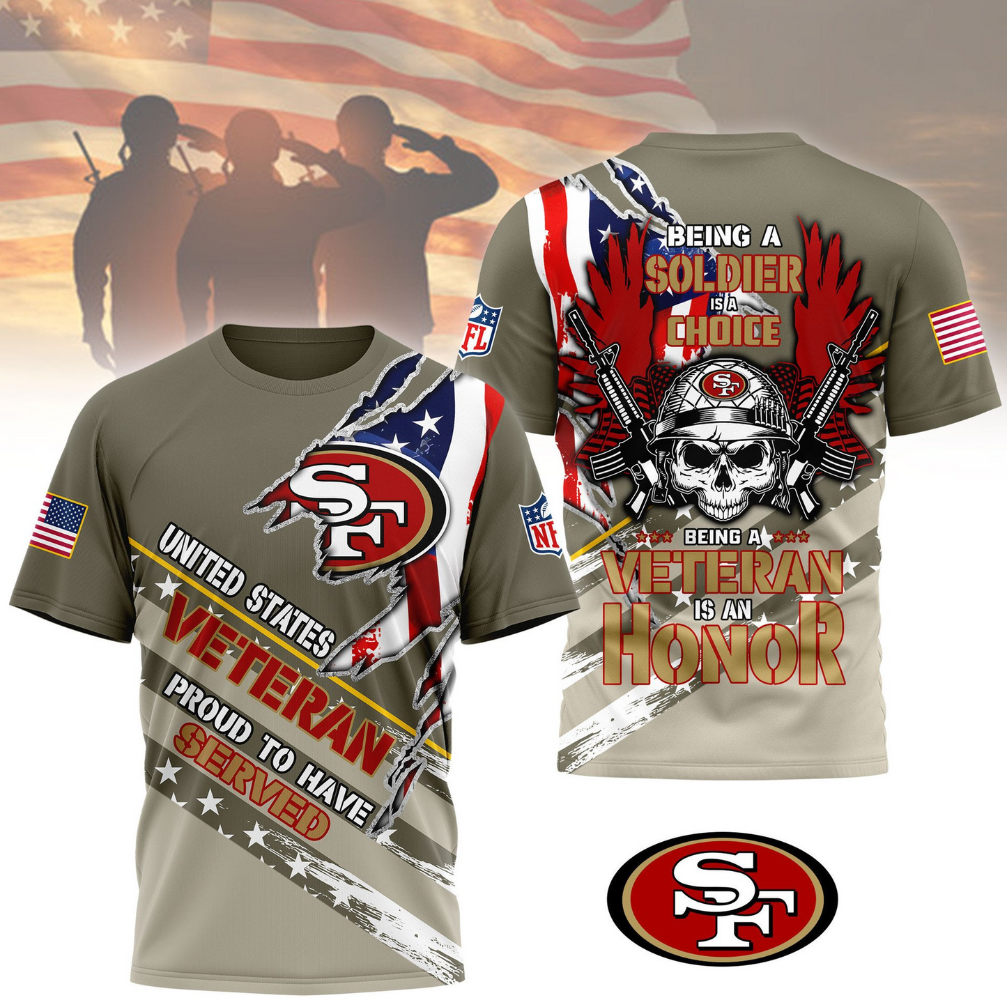 Premium NFL SF Proud U.S. Veteran T-shirt V1 NMD TTV