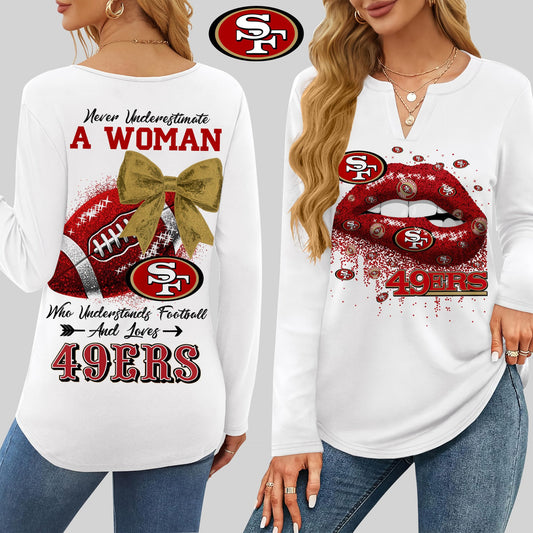 Premium NFL SF X V-neck Long Sleeve Shirt NDT NHM
