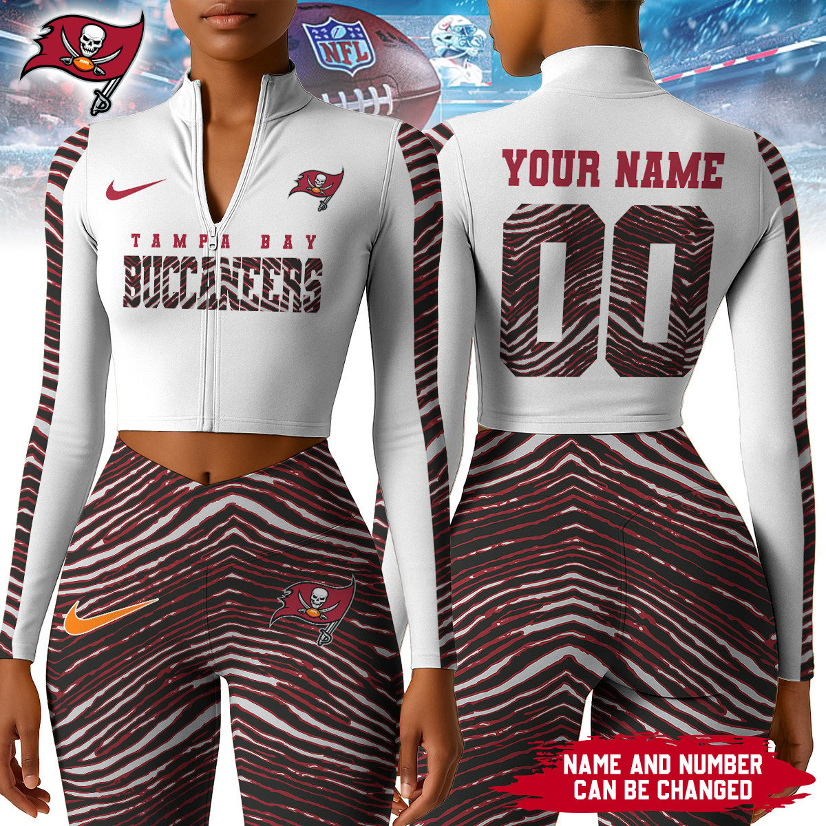 Premium NFL SFLong-Sleeve Crop Top Sports Jacket and Leggings V1 NMD TTV