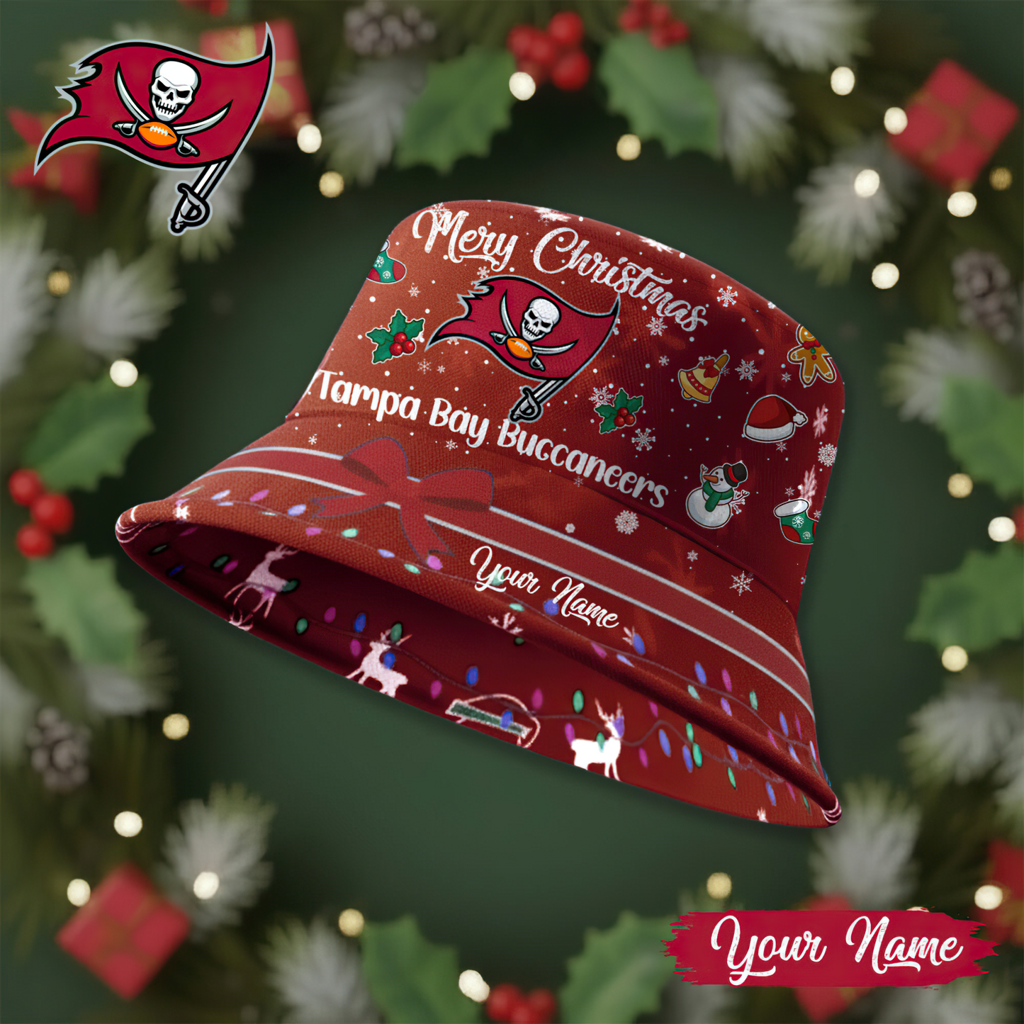 Premium NFL TB Merry Christmas Bucket Hat V1 NMD TTV