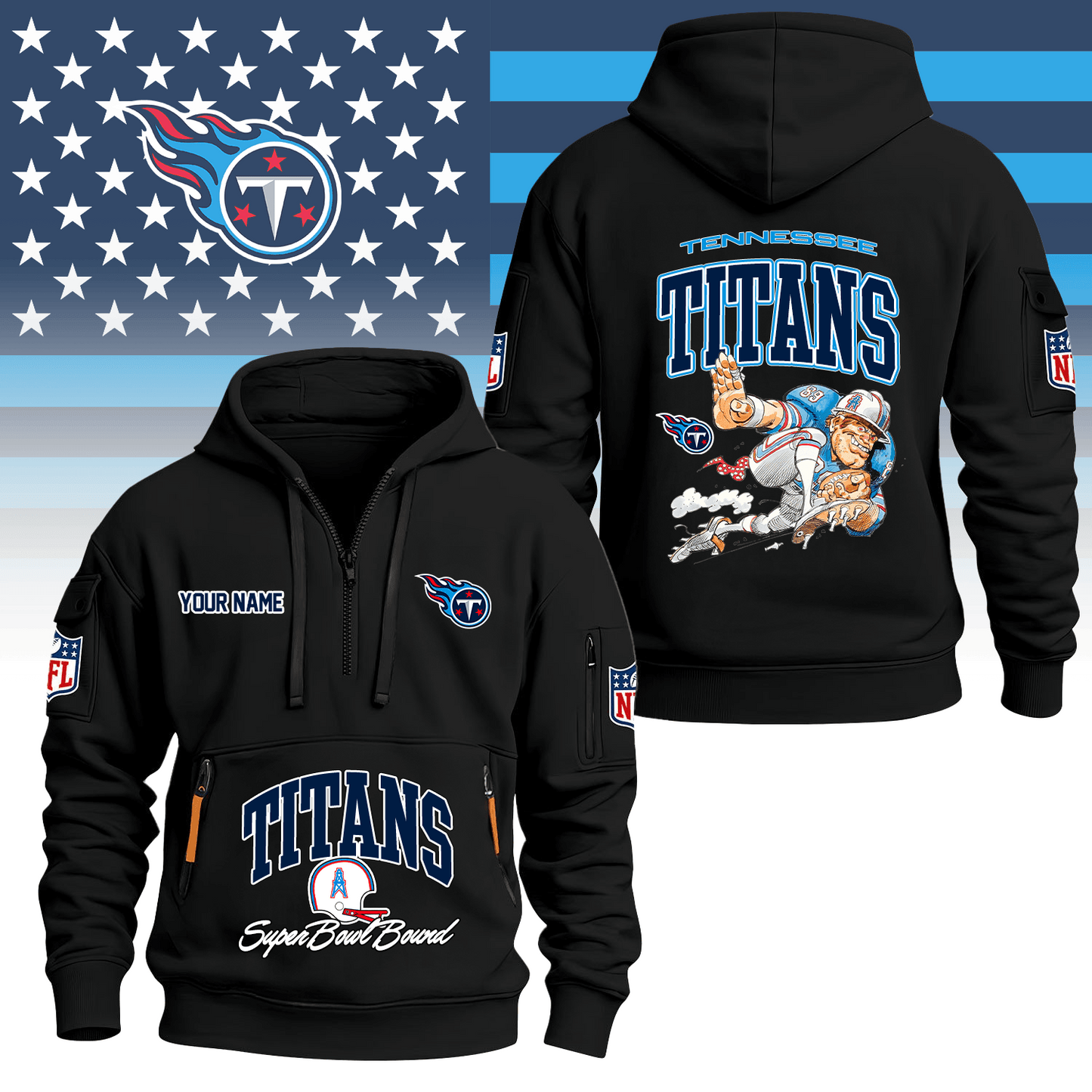 Premium NFL TEN Super Bowl Hoodie Half Zipper V1 NMD TTV