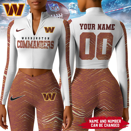 Premium NFL WAS Long-Sleeve Crop Top Sports Jacket and Leggings V1 NMD TTV