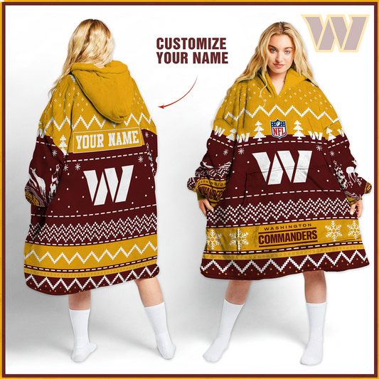 Premium NFL WAS Merry Christmast Fleece Hoodie Blanket V1 NMD TTV