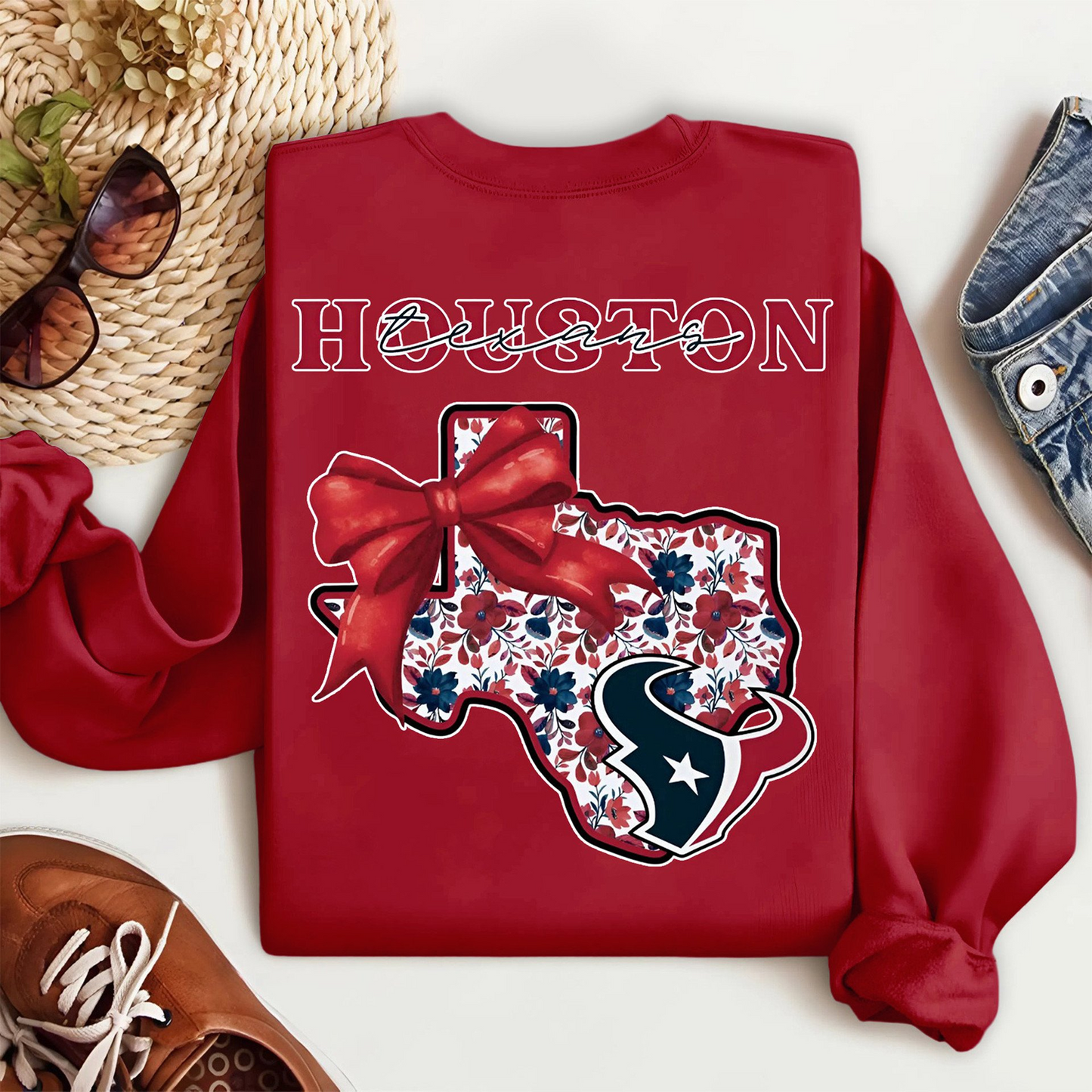 Premium NFL x HOU Cozy State Bow Sweatshirt TUANND TANTD