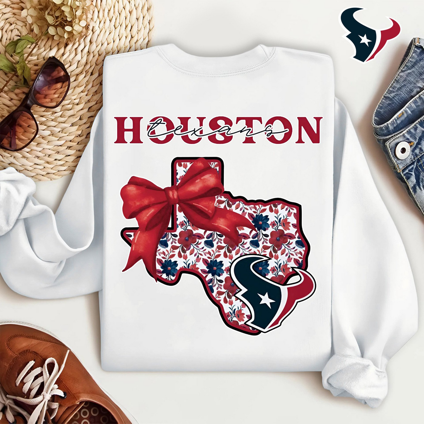 Premium NFL x HOU Cozy State Bow Sweatshirt TUANND TANTD