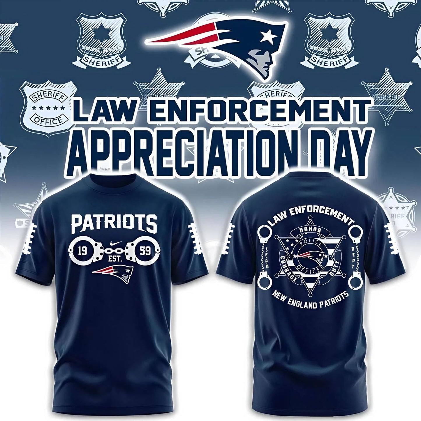 PREMIUM NFL X NE 3D SHIRT Law Enforcement 2025 NDT NHM