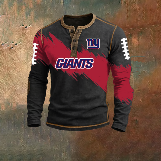 PREMIUM NFL X NYG HENLEY LONG SLEEVE OUTFIT SHIRT NDT TDT