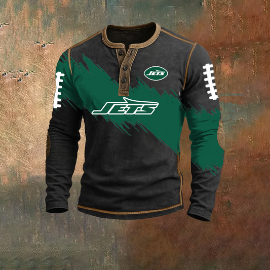 PREMIUM NFL X NYJ HENLEY LONG SLEEVE OUTFIT SHIRT NDT TDT