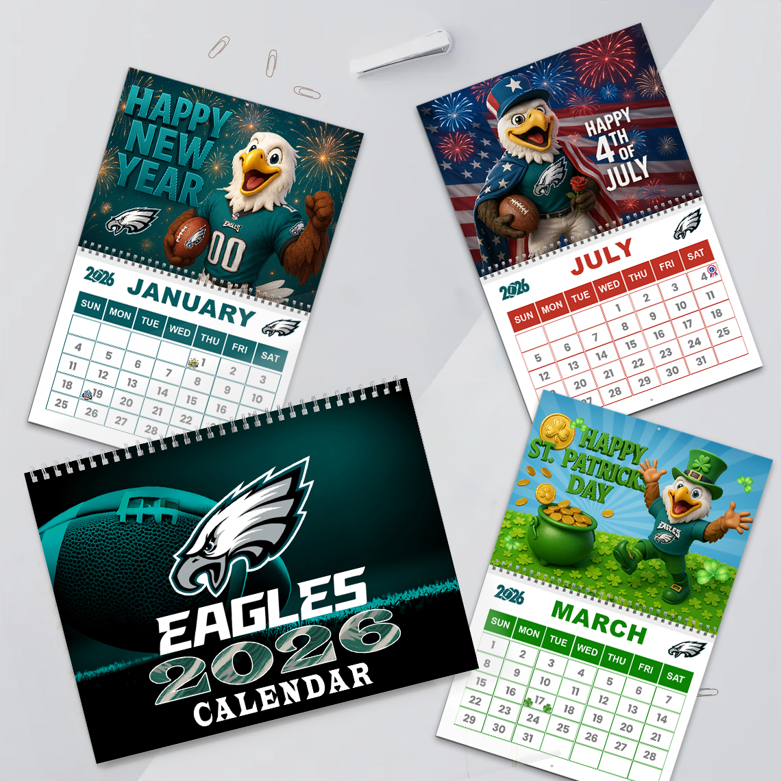 Premium NFL X PHIL  2026 Wall Calendar NDT NHM