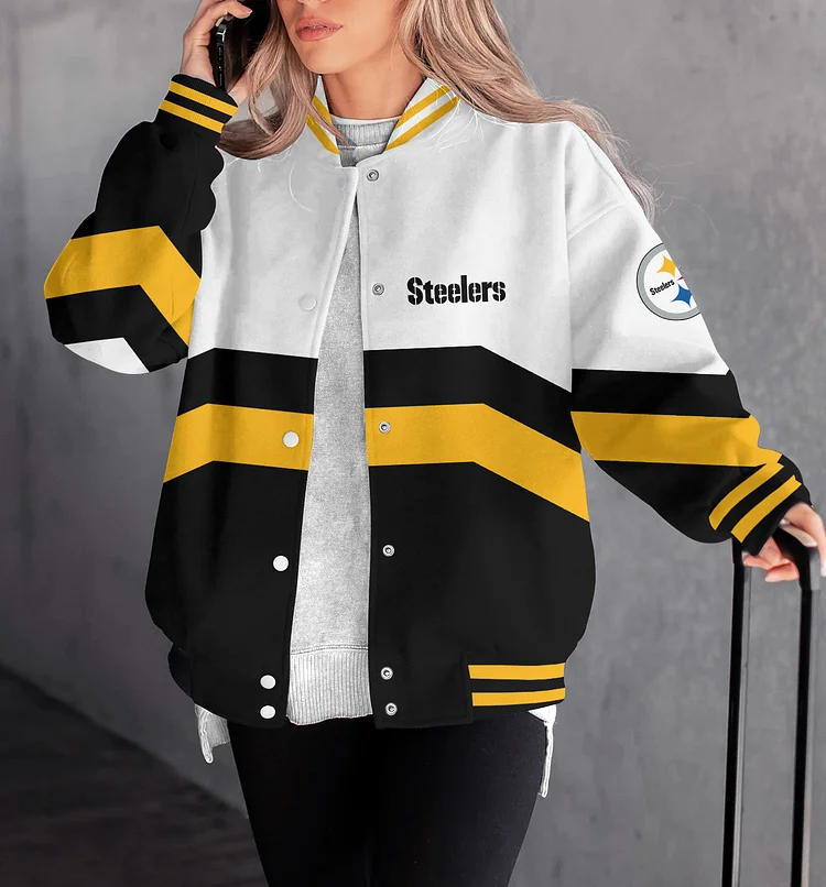 PREMIUM NFL X PIT Women's Long Pass Full- Snap Casual Jacket NDT TDT