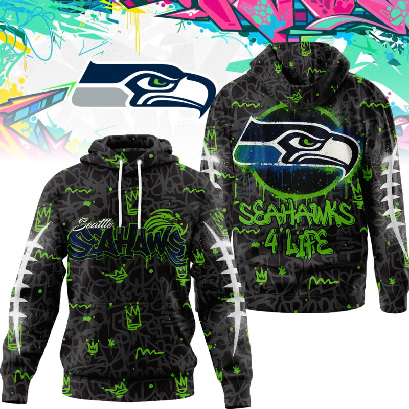 Premium NFL X SEA  Special Graffiti My Team 4 Life Hoodie NDT TDT