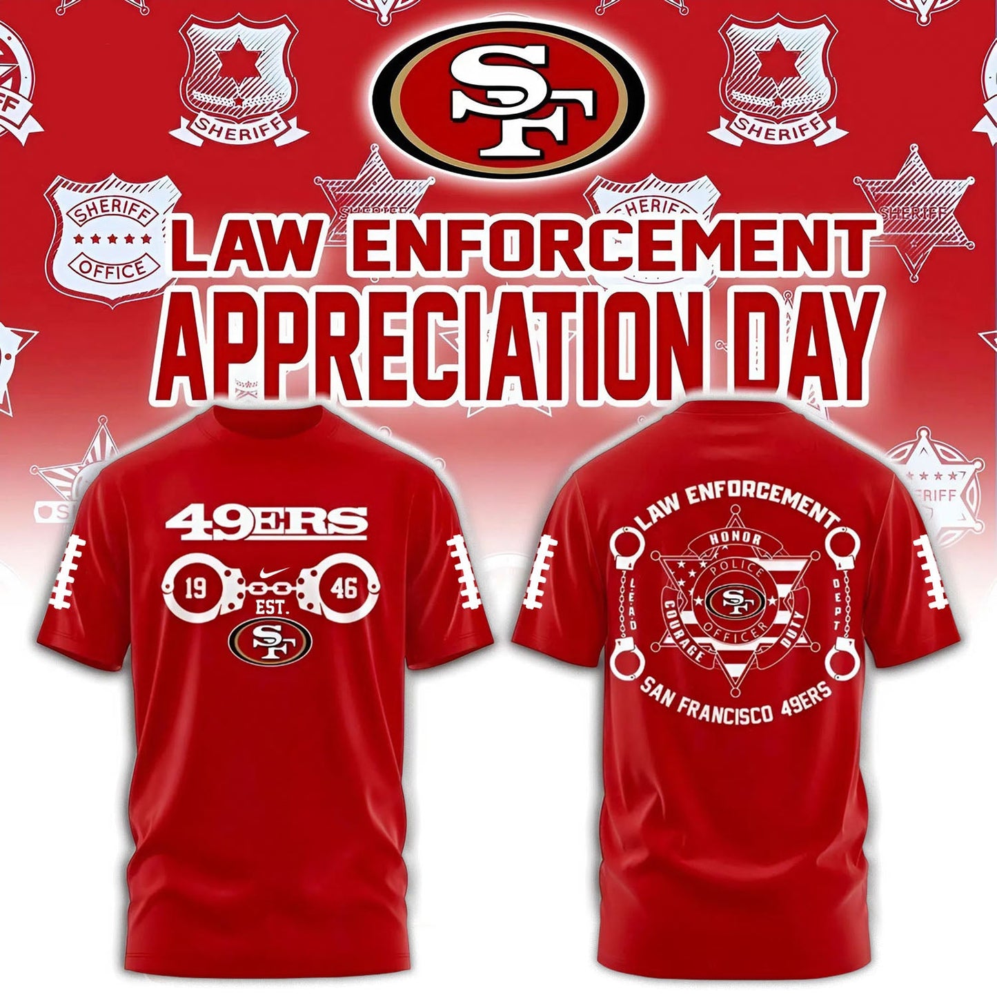 PREMIUM NFL X SF 3D SHIRT Law Enforcement 2025 NDT NHM