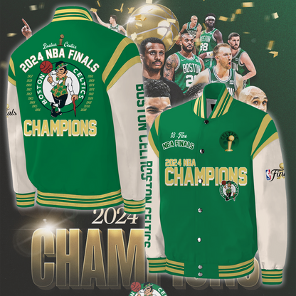 Boston Celtics 2024 WORLD CHAMPIONS Congratulations 18-Time NBA Finals Varsity Jacket V1