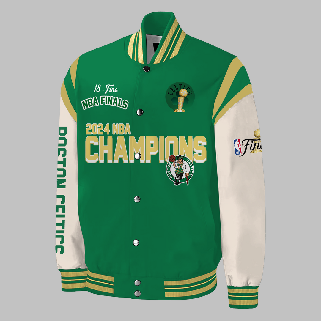 Boston Celtics 2024 WORLD CHAMPIONS Congratulations 18-Time NBA Finals Varsity Jacket V1