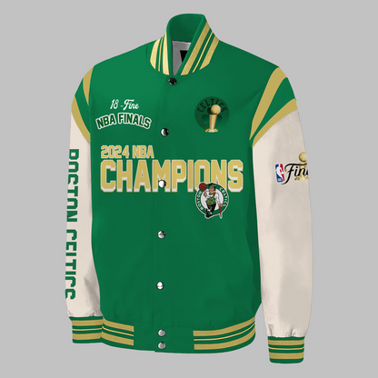 Boston Celtics 2024 WORLD CHAMPIONS Congratulations 18-Time NBA Finals Varsity Jacket V1