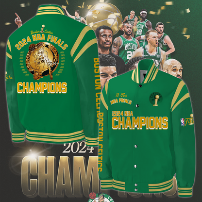 Boston Celtics 2024 WORLD CHAMPIONS Congratulations 18-Time NBA Finals Varsity Jacket V2