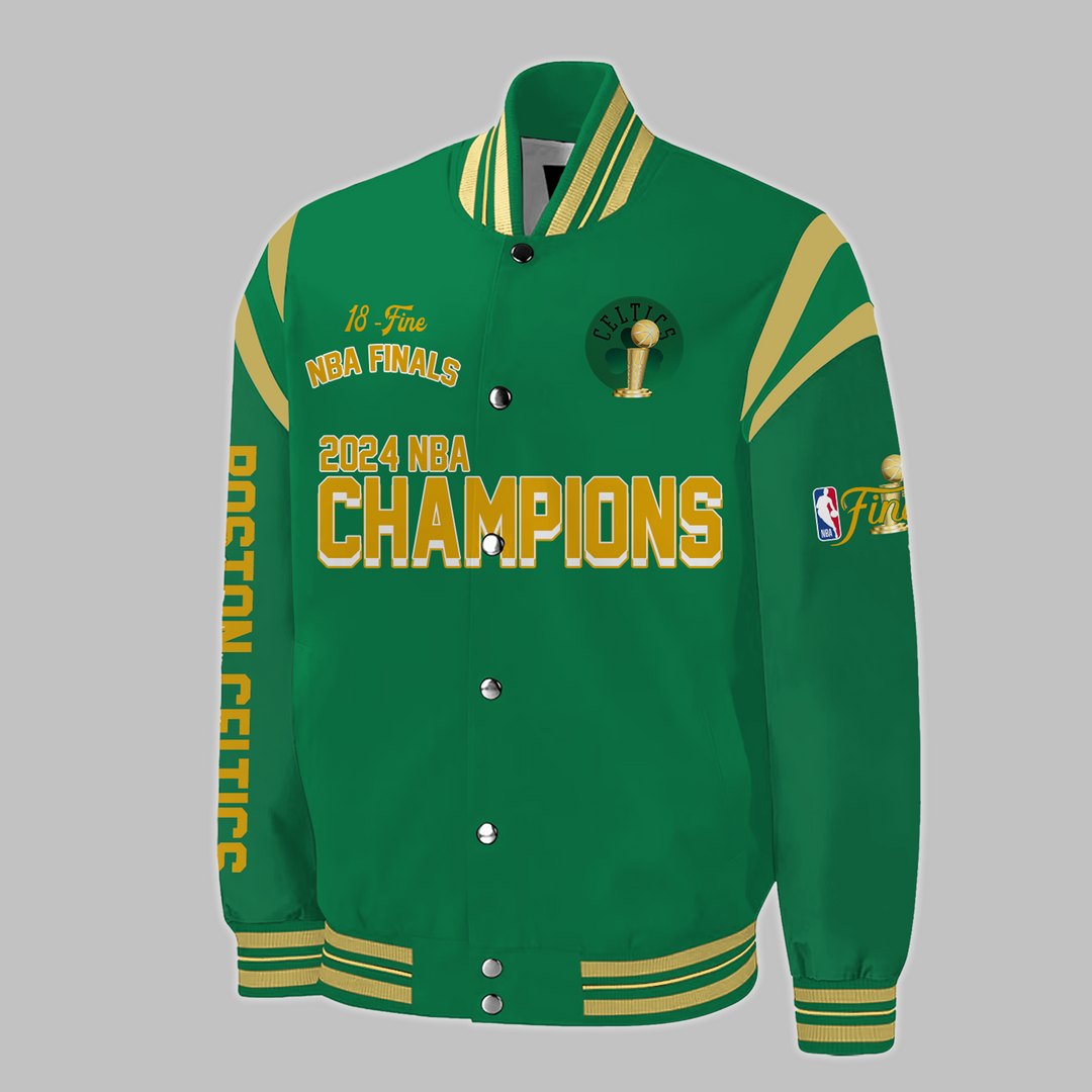 Boston Celtics 2024 WORLD CHAMPIONS Congratulations 18-Time NBA Finals Varsity Jacket V2