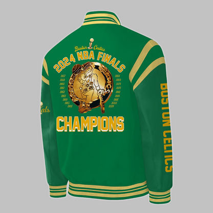 Boston Celtics 2024 WORLD CHAMPIONS Congratulations 18-Time NBA Finals Varsity Jacket V2