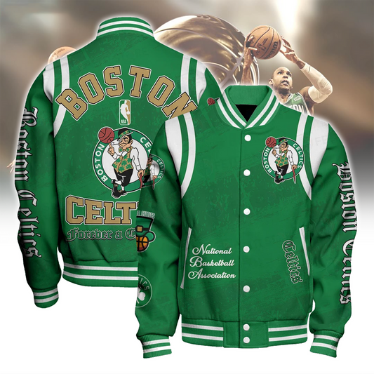 Boston Celtics Team Logo Basketball New Design Print Varsity Jacket V11