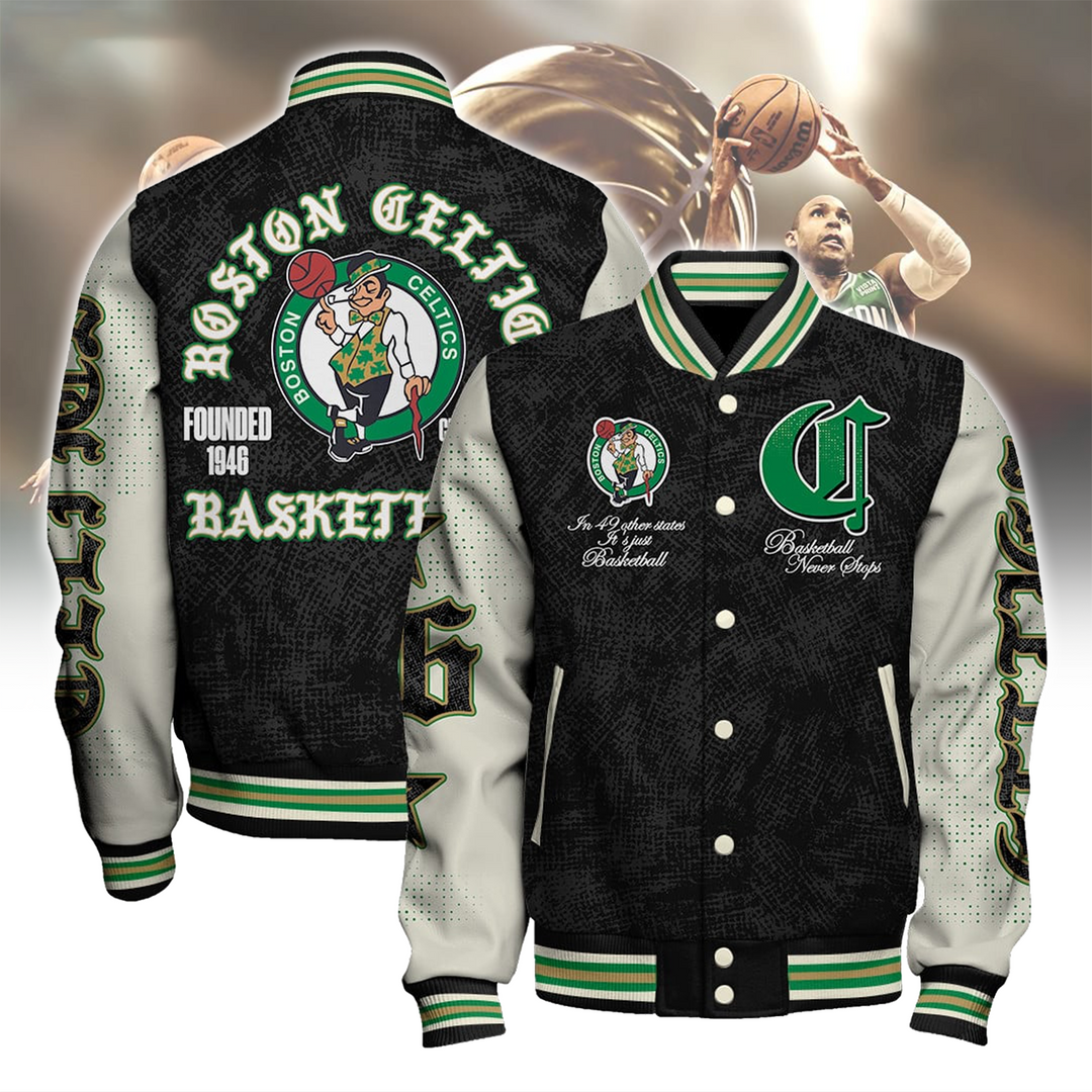 Boston Celtics Team Logo Sport Pattern Style Varsity Jacket V9