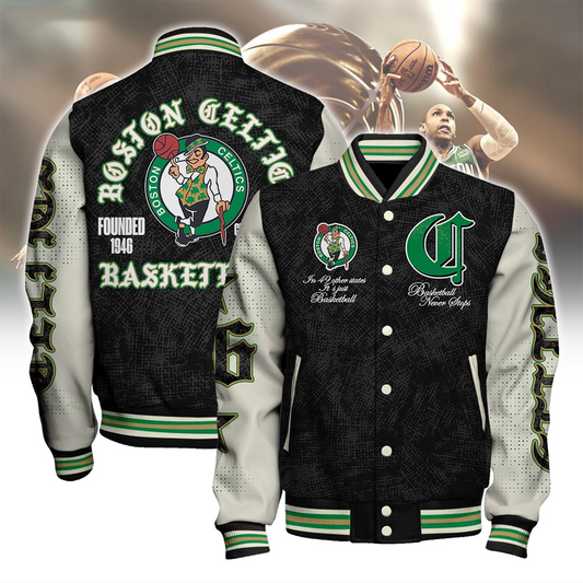 Boston Celtics Team Logo Sport Pattern Style Varsity Jacket V9