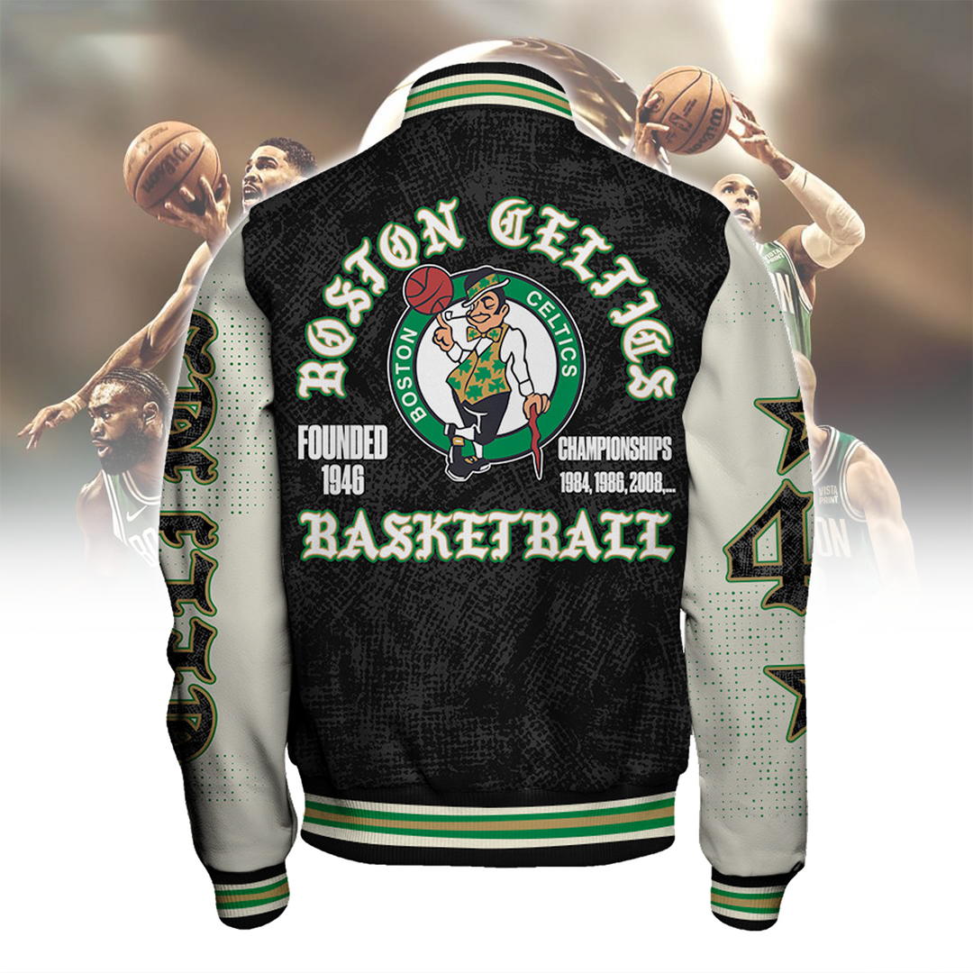 Boston Celtics Team Logo Sport Pattern Style Varsity Jacket V9