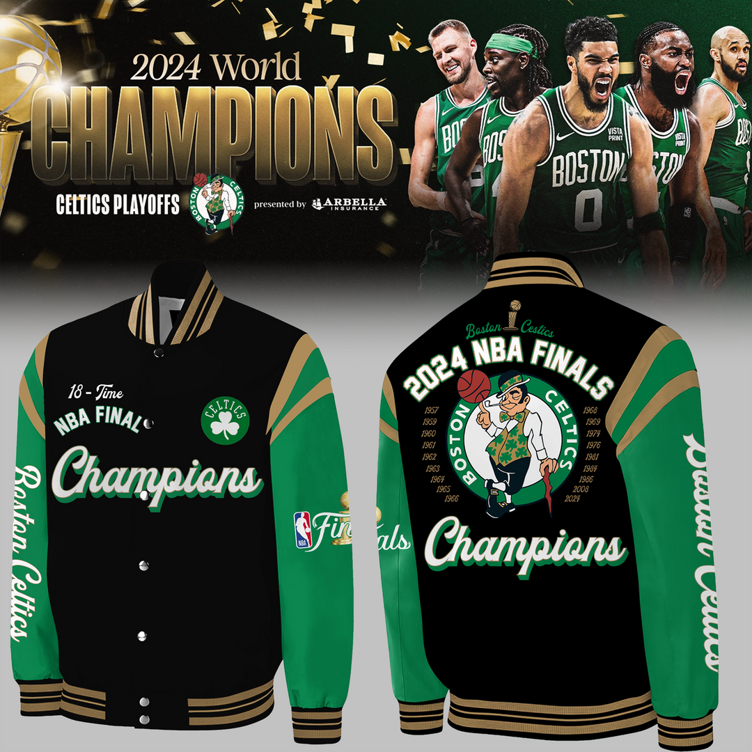 Boston Celtics 18 Time NBA Finals Champions Varsity Jacket V1