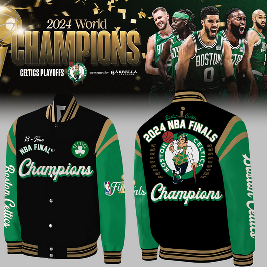 Boston Celtics 18 Time NBA Finals Champions Varsity Jacket V1