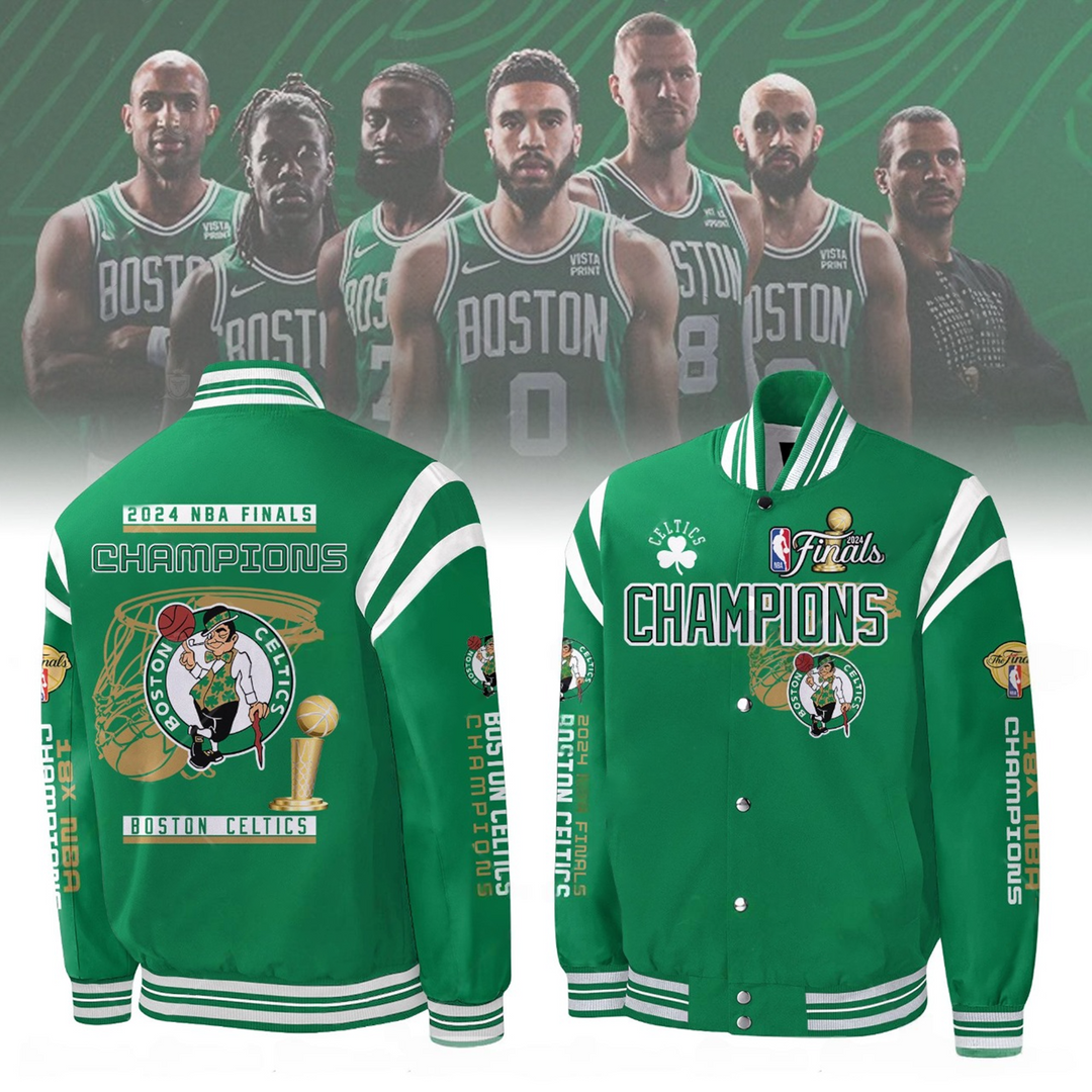Boston Celtics 2024 NBA Finals Champions Varsity Jacket  Lucky V1