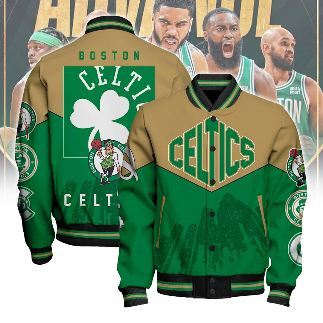 Boston Celtics Happy Saint Patrick's Day AOP Varsity Jacket V5