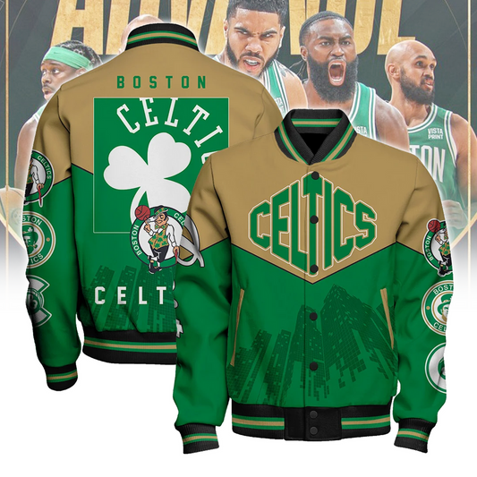 Boston Celtics Happy Saint Patrick's Day AOP Varsity Jacket V5