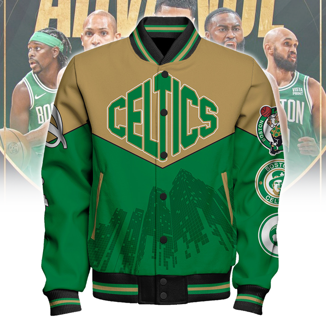 Boston Celtics Happy Saint Patrick's Day AOP Varsity Jacket V5