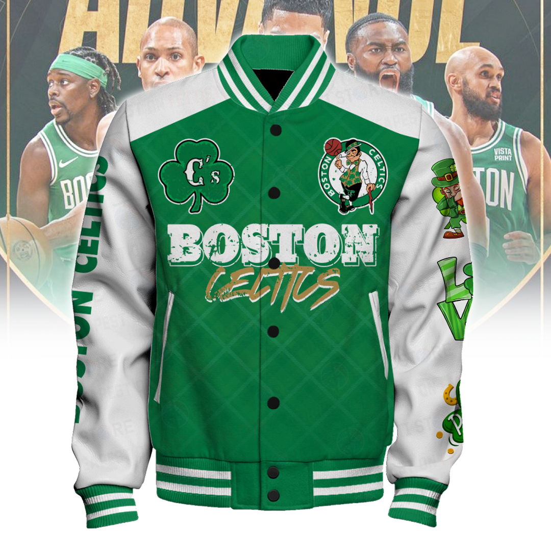 Boston Celtics Happy Saint Patrick's Day Basketball Team Varsity Jacket V6